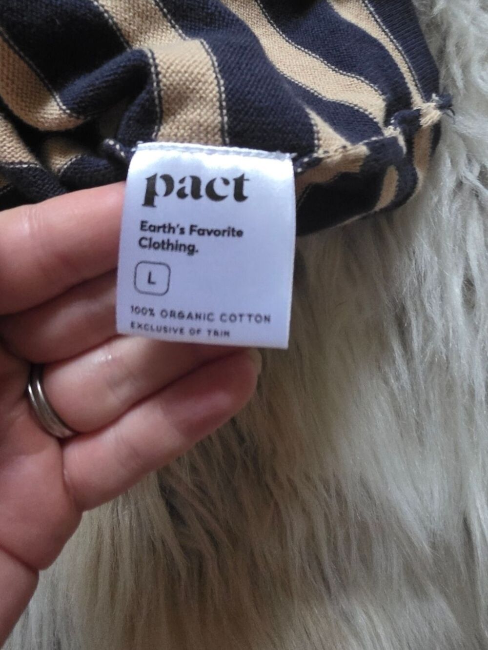 Pact V-Neck Long Sleeve Top Navy Beige Stripe - Picture 4 of 10